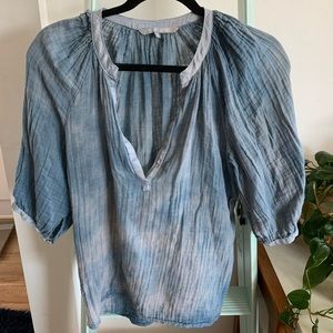 Cali Dreaming indigo dyed cotton gauze top Small